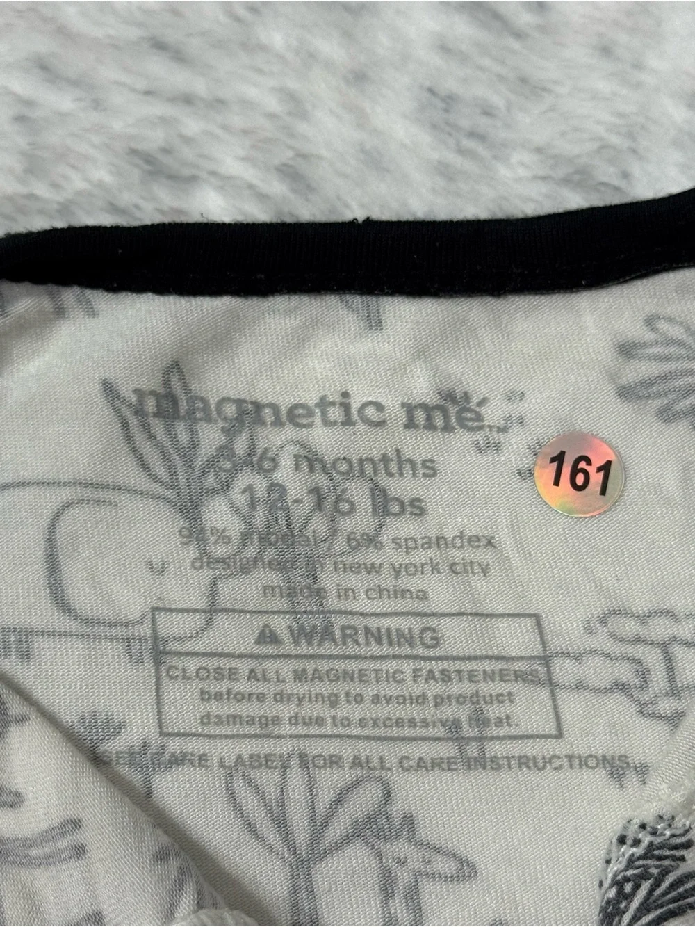 Magnetic Me Black White Safari Animal Footless Sleeper 3-6M Baby Modal Neutral